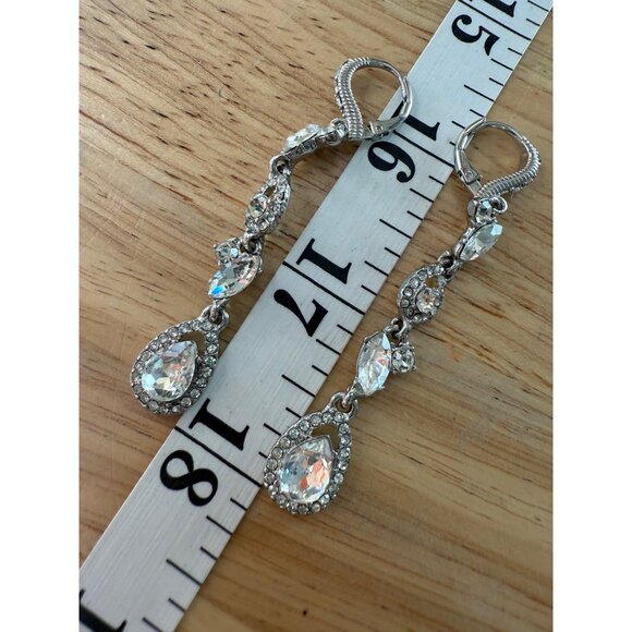 Givenchy Silver-Tone Pavé Crystal Open Pear Linear Drop Earrings - Picture 14 of 16